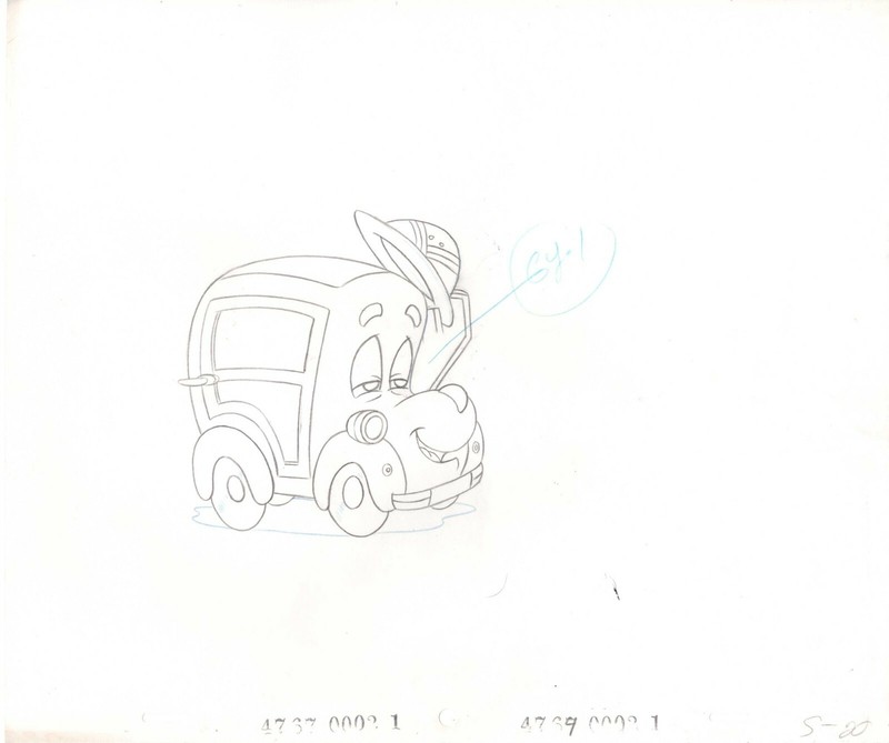 Unknown Car Animation Art cel drawing Hanna-Barbera 1980's 20