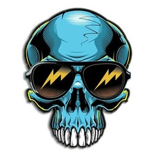 Rock And Roll Skater Skull 4" Decal Sticker for Car Truck Laptop