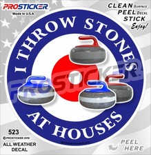 ProSticker 523 (One) 4" Curling I Throw Stones at Houses Decal Sticker