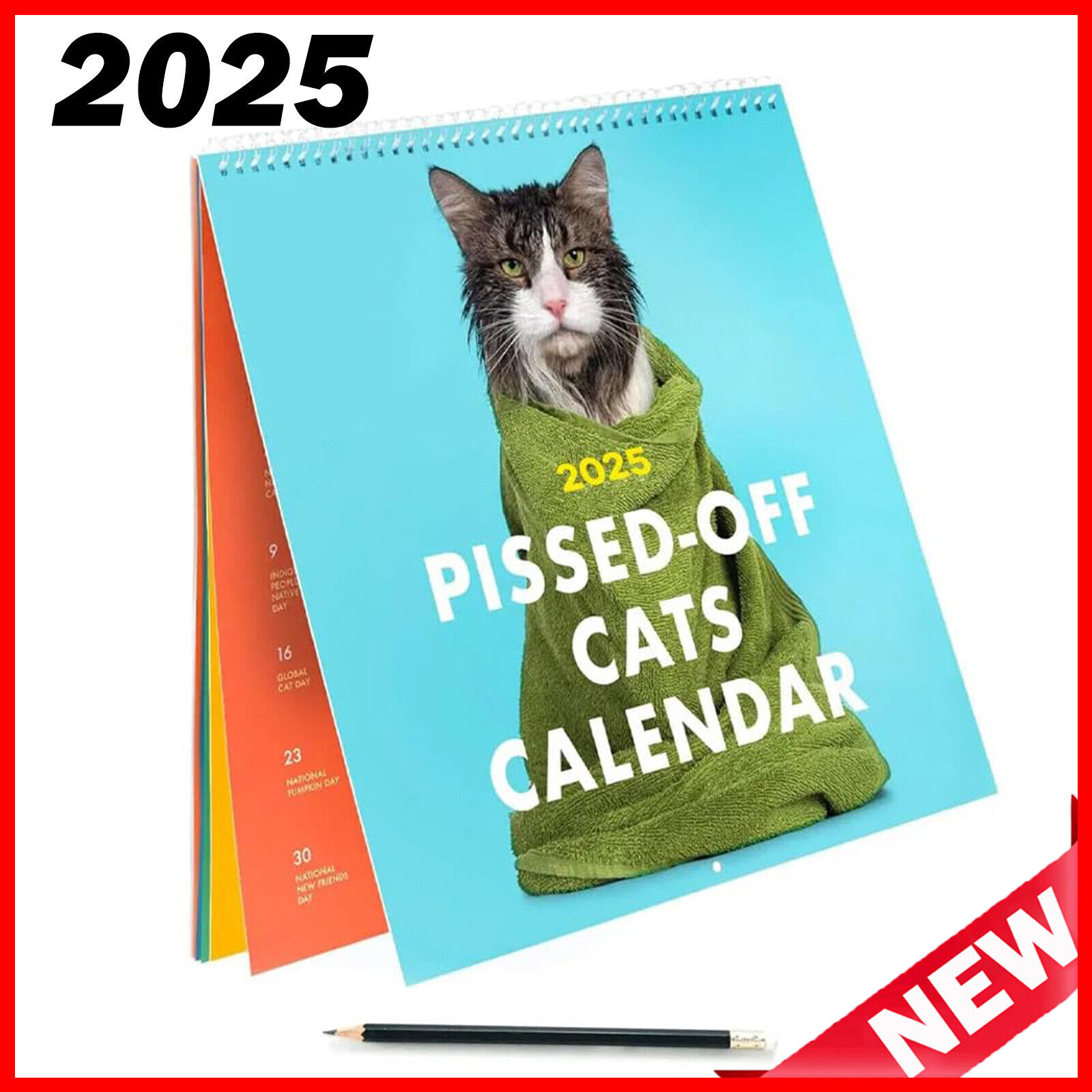 Pissed Off Cats Calendar 2025 Funny Wall Calendar, Calendar, Hanging OFFICE HOME