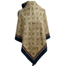 PETRONIO CHECK GRAY HAND ROLLED SQUARE silk scarf  30 in  #a14