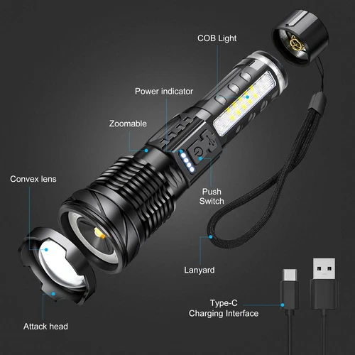 Linterna LED súper brillante 990000000 lúmenes luces de trabajo tácticas recargables - Imagen 10 de 14