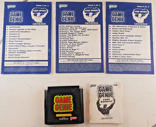 Game Genie Video Game Enhancer + Code Booklet & 3 Update Books SEGA Genesis 1992