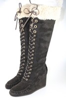 Miu Miu By Prada Wildleder Stiefel Schaf Fell 5W4450 Braun Neu - 40,5 Uk 7.5