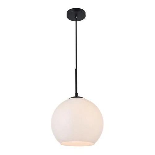 Living District Baxter 1-Light Metal Pendant - Black and Frosted White Finish - Picture 1 of 3