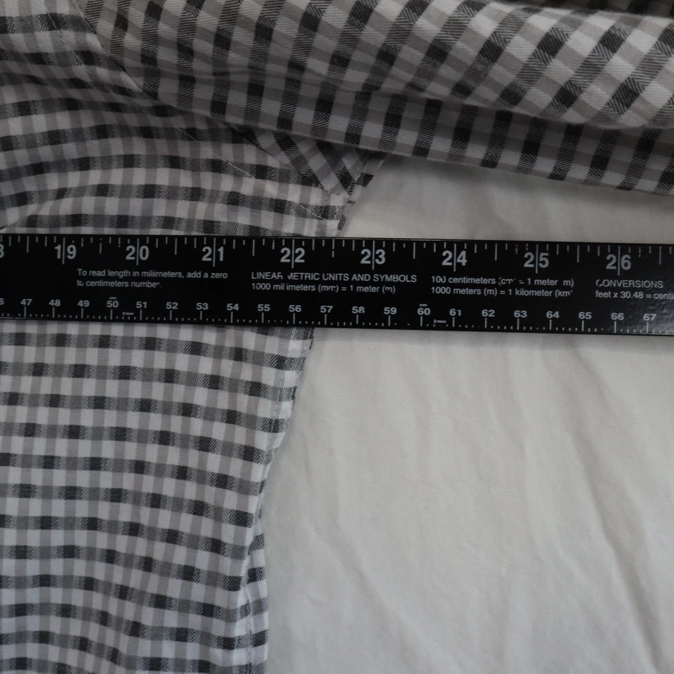 Alfani Shirt Mens Medium Business Casual Button Up Gray Plaid Long Sleeve - Image 3 of 4