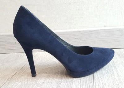 ESCAPINS STUART WEITZMAN EN CUIR BLEU POINTURE 37 et demi / ETAT NEUF/ WEITZMAN - Photo 1/4