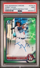 Jorbit Vivas 2022 Bowman Chrome Green Refractor Auto Card /99 #CPA-JV PSA 9