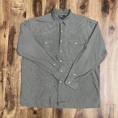 Polo Ralph Lauren Hulton Button Down Shirt Houndstooth Dual Chest Pockets Men XL