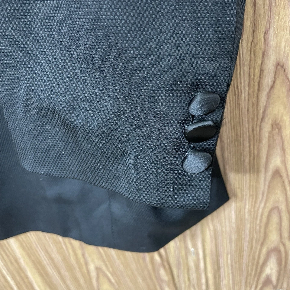 West Wood Tuxedo Suit Jacket Mens 50R Slim Black Viscose Peak Double Vented - Image 3 of 4