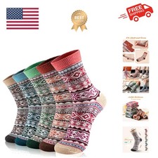 Wool Socks for Women - 5 Pairs Winter Thermal Thick Cozy Knit Warm Socks for ...