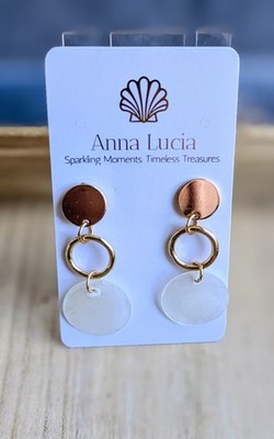 New Anna Lucia  Gold tone white shell dangley Earrings