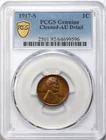 1917-S 1c Lincoln Wheat Cent - PCGS AU Details - Cleaned - Better Date