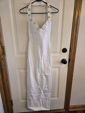Fashion Nova Penelope White Faux Leather Maxi Dress Size S