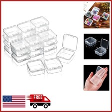 24 Pack Clear Plastic Storage Containers with Hinged Lid for Crafts  Jewelry