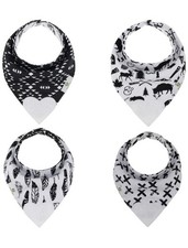 Reversible Baby Teething Bibs - Attached Heart Shaped Teether - Monochrome - ...