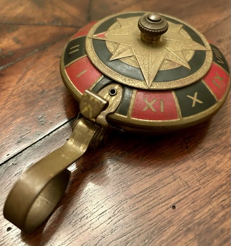 Vintage Brass Roulette Wheel Ashtray Gambling Casino Style Decor Roman Numerals