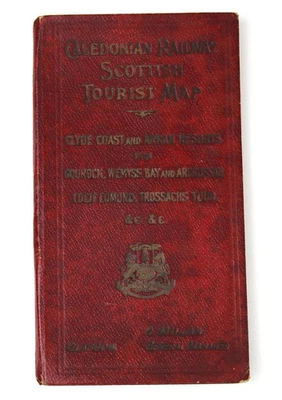 CALEDONIAN RAILWAY Scottish Tourist Map c1906 Fold Out Colour Map Guide Scotland - Image 1 of 4