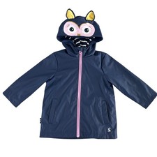 Joules Kids Rivereside Owl Hooded Raincoat Size 2Y Blue Lined Full Zip NWOT 55