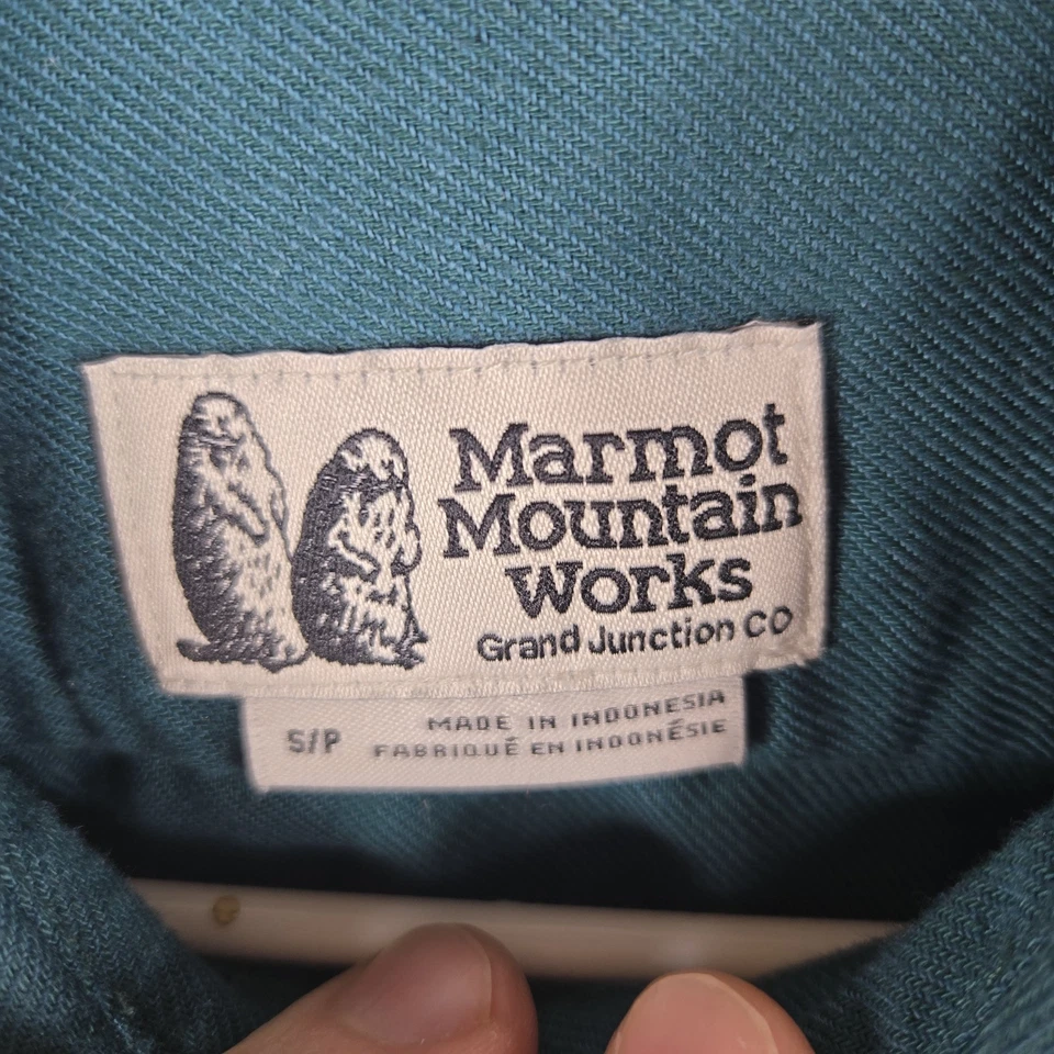 Мужская зеленая фланелевая рубашка Marmot Mountain Works на пуговицах с длинным рукавом размер S - Изображение 2 из 4