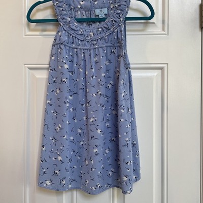 Women's CeCe Blouse, Blue Floral, Size L, Front detail