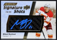 23-24 UD Engrained Signature Shots Mikael Backlund Calgary Flames Auto /99 Stick