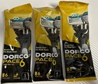 [DORCO] Pace6 Disposable Razor, Pace 6, 6 Blade Shaving System, SXA100 - 3pcs