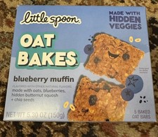 Little Spoon Oat Bakes Blueberry Muffin 5.30oz 5 Bars Made W/ Hidden Veggies
