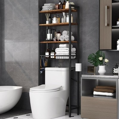 Toilettenregal mit Aufbewahrungskörben: Montierbares Multifunktionsregal