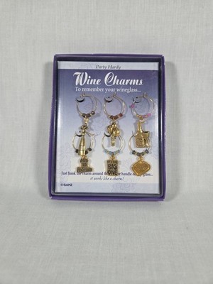 Ganz ''To Remember Your Wineglass'' Wine Charms, box of 6 charms, gold-tone metal,