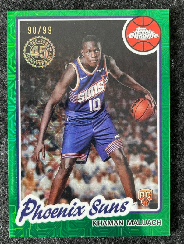 Khaman Maluach 2025-26 Topps Flagship Silver Pack Chrome Green Mojo 90/99 RC