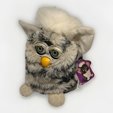 Capelli bianchi a righe grigie Furby originali 1998 con etichette - Moves, classico giocattolo vintage