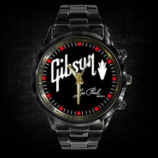 Gibson Les Paul Custom Men's Stainless Steel Watch Electric Guitar Music Fan Gif