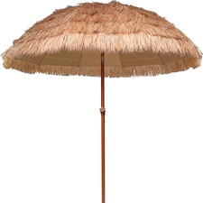 7.5Ft Hula Thatched Tiki Patio Beach Umbrella Hawaiian Style 10 Ribs UPF 50 wit