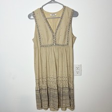 Madewell Quilted side-tie Dress in Moroccan Desert Sz 8 Linen Blend