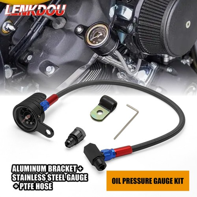 #ad For Harley Twin Cam Black Oil Pressure Gauge Kit Touring Softail Dyna 1999 2017 $53.96