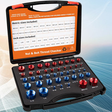 44PCS Inch  Metric Set Nut  Bolt Thread Checker Identifier Thread Gauges Box