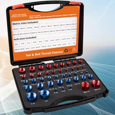 44PCS Inch & Metric Set Nut & Bolt Thread Checker Identifier Thread Gauges Box