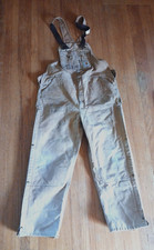 Carhartt Men  s Bib Overalls Size 46X32 Brown Distressed Double Knee Stained Farm