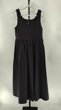 Quince Cotton Mixed Media Tank Dress Black Basic Sleeved L