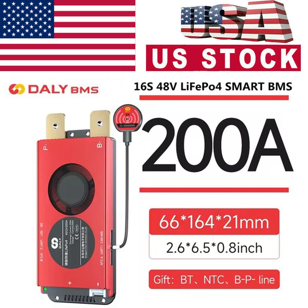 Daly Smart BMS 16S 48V 200A LiFePo4 Battery BMS w/Balance +Bluetooth ...