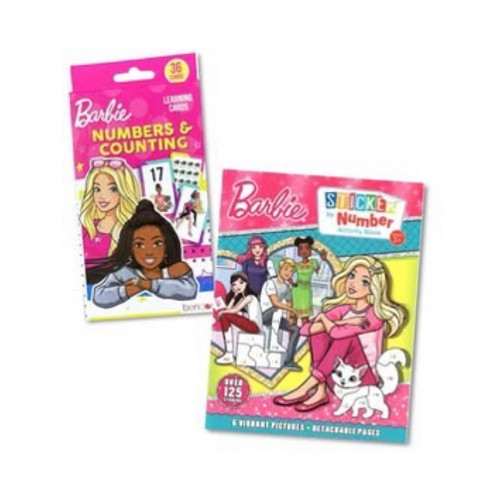 New 2pc Mattel Barbie Numbers Flash Cards & Sticker By Number Activity ...