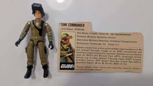 RARE Vintage G.I. Joe A Real American Hero Tank Commander Steeler with File Card