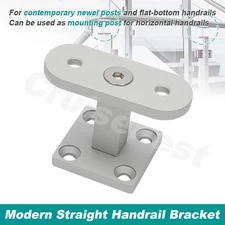 Wood Newel Post Modern Straight Mount Handrail Bracket Rail Aluminum Billet 1.7"