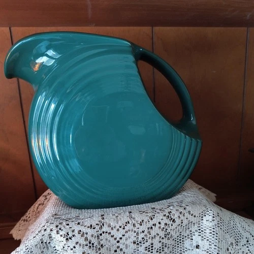 Vintage Fiestaware Homer Laughlin Turquoise/Juniper Disc Pitcher 7"x 8" Perfect