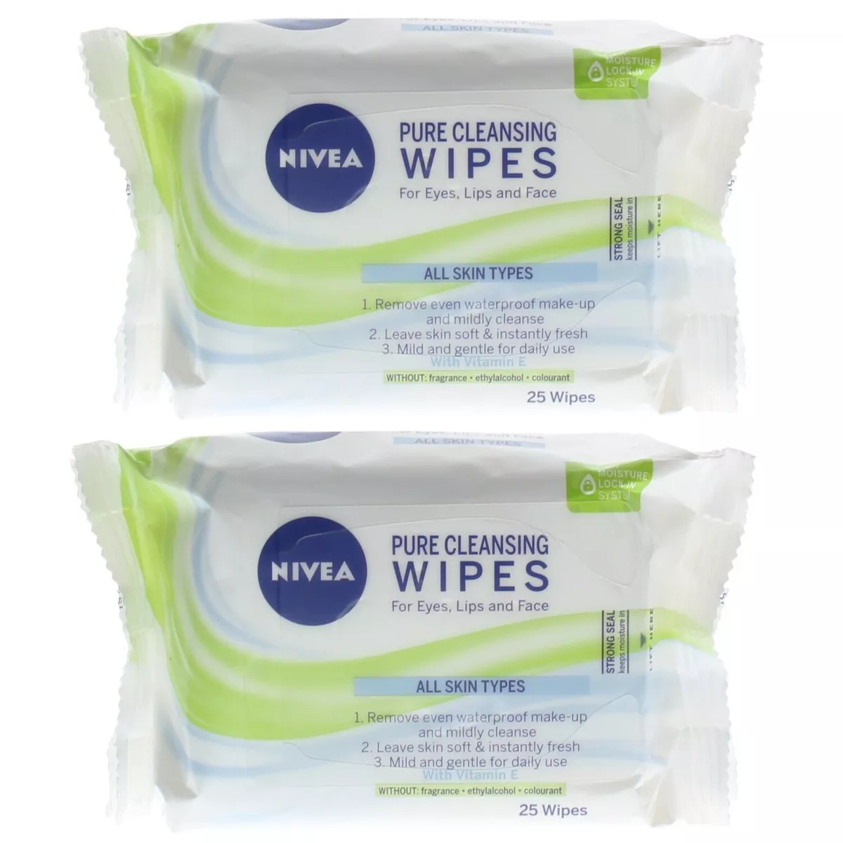 Nivea Pure Cleansing Face Wipes 2 packs of 25 Wipes Total 50 Wipes