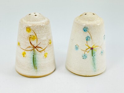 Vintage Japan Blue Yellow Flower Floral Salt Pepper Shakers 2pc