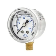 PIC Gauges 201L-158H Bottom Mount Glycerine Filled Pressure Gauge w/ SS Case