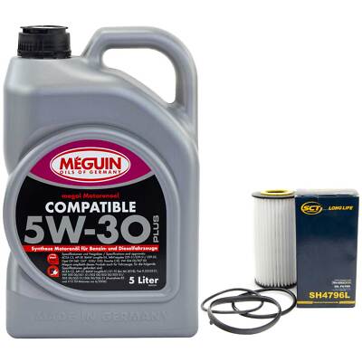 Motoröl Set 5W-30 Meguin 5 Liter + Ölfilter SH 4796 L für Audi Seat Skoda VW 2.0