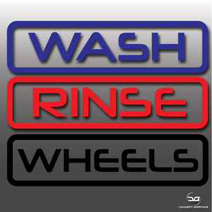 Car Detailing Wash, Rinse & Wheels Vinyl Bucket Stickers (Box Outline